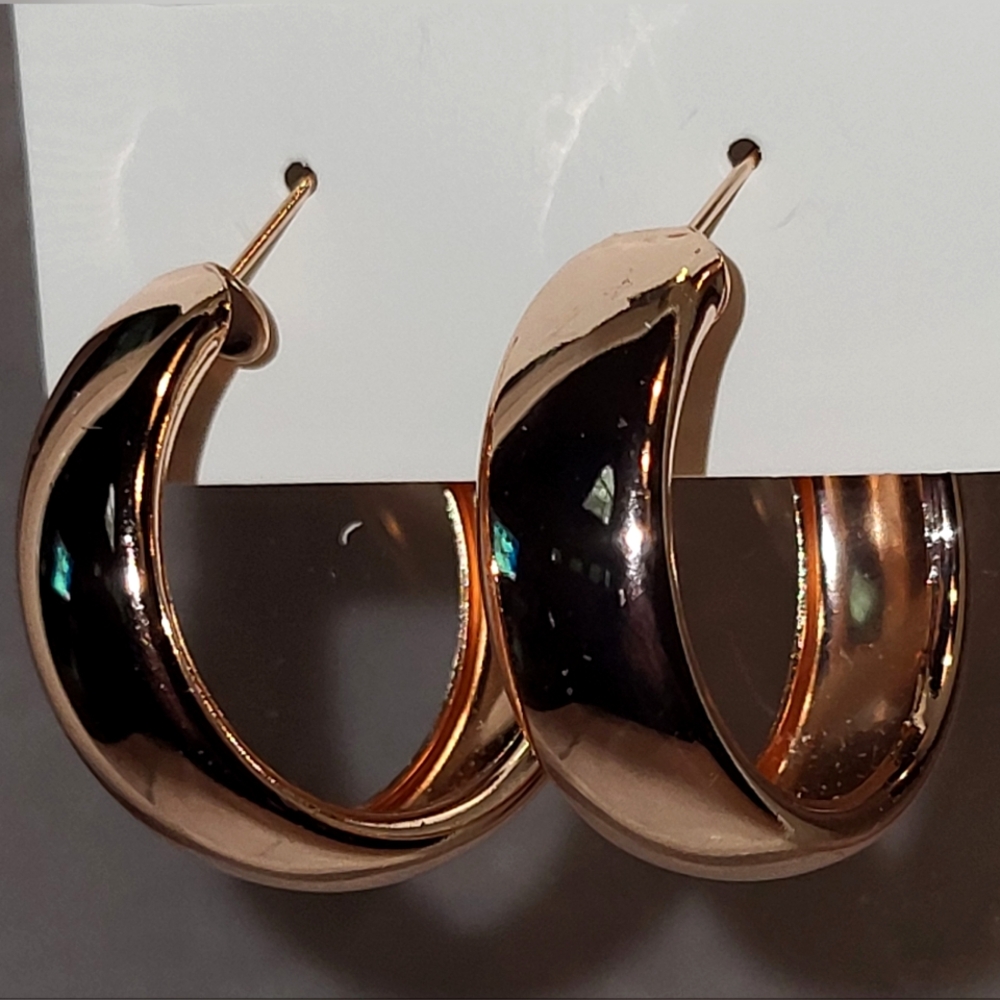 Casual Rose Gold Hoop Earrings - Picture 1 of 2